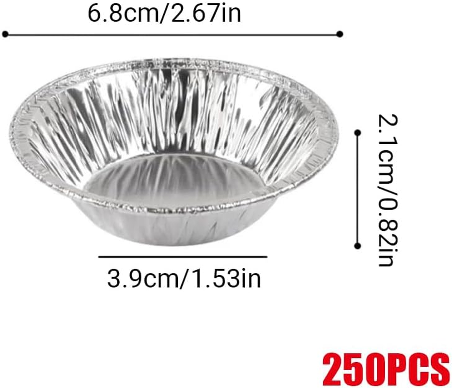 AIMALL 250X Aluminum Foil Cake Cups Baking Egg Tart Mould Circular Tins Pie Mold Plate image number 5