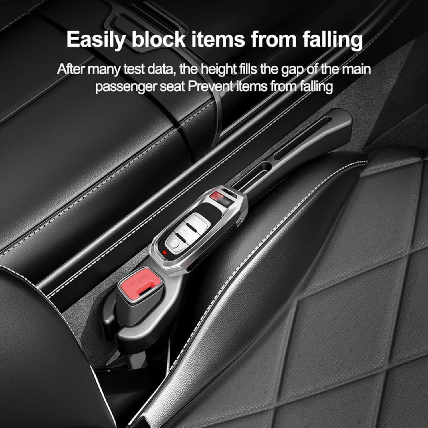 2-Pack Car Seat Gap Filler Organizer with Phone Holder, Upgraded Version, Essential Car Accessories to Prevent Items from Falling, Black