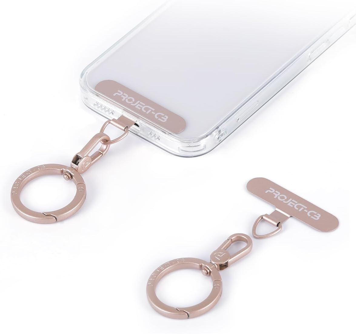 Project-Cb Phone Tether Tab &times;1,Spring Ring &times;1,Metal Patch,Universal Phone Lanyard Patch without Adhesive,Phone Strap Replacement Part for Cell Phone (Gold)