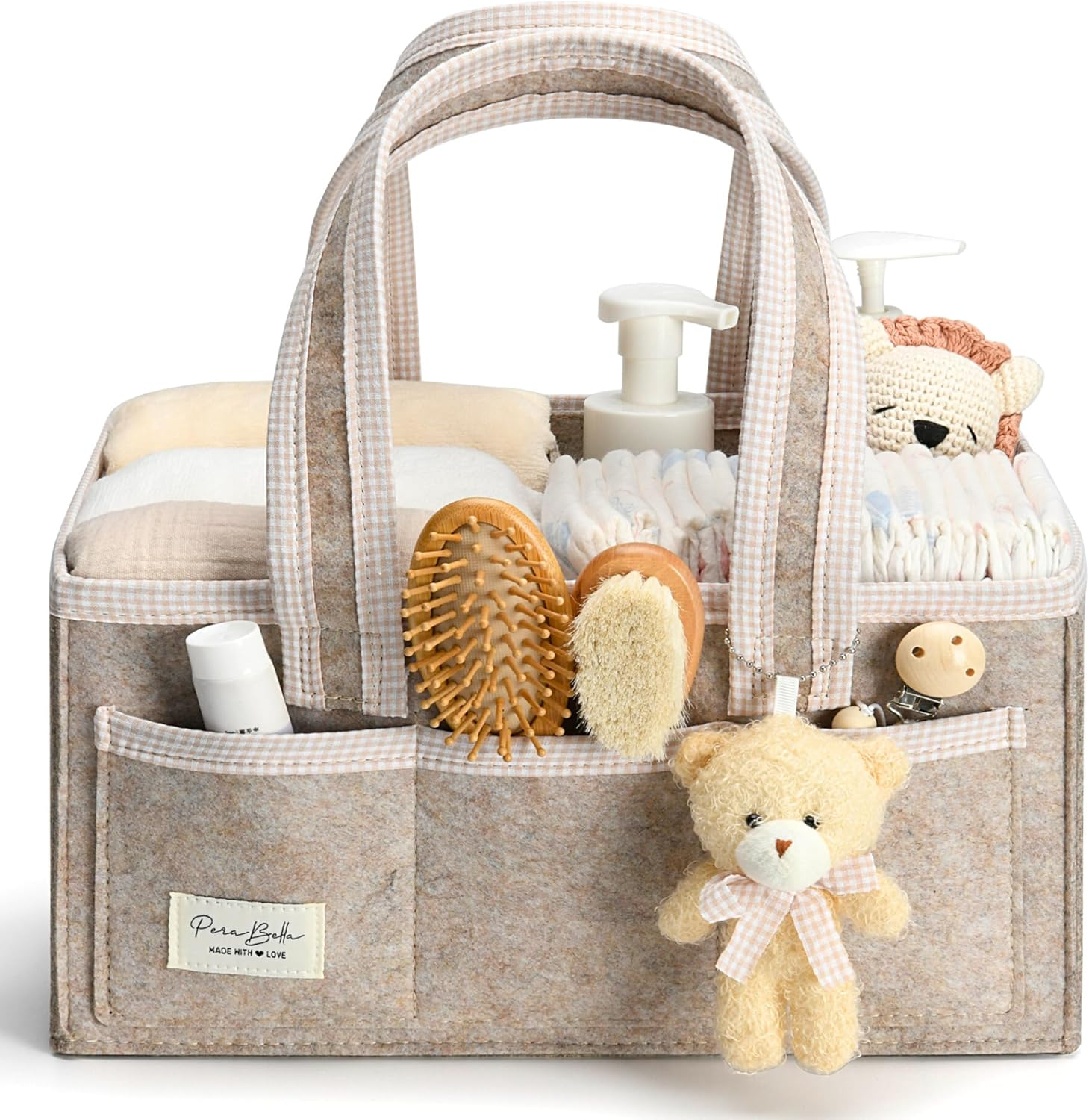 Perabella Diaper Caddy Organizer with Handle, Baby Shower Gifts Basket Bag, Registry Search Must Haves Items, Nursery Storage Organizer for Newborn Girl Boy, Baby Bag Essentials, Car Diaper Caddy Cart image number 6