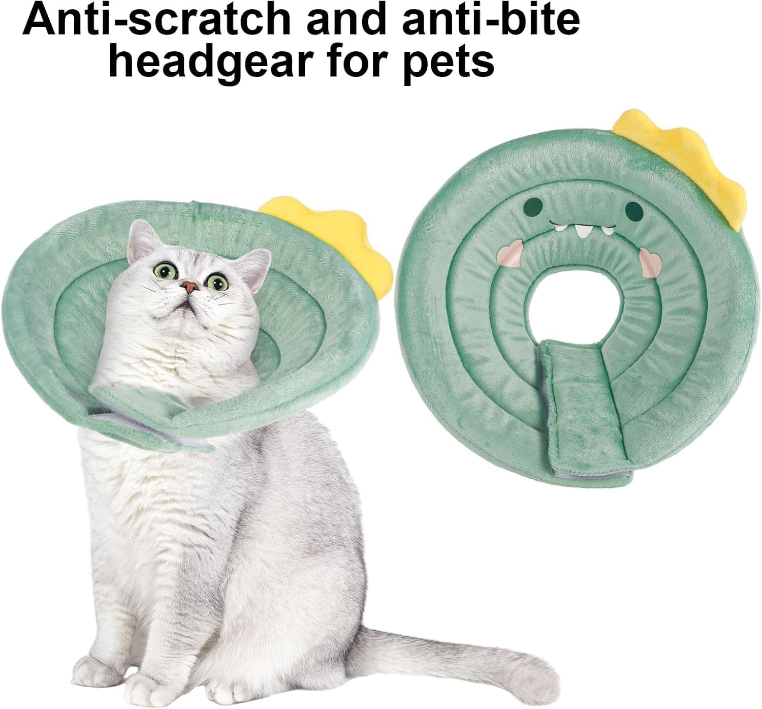 Cat Cone Collar Soft, Cute Cat Recovery Collar Soft Adjustable Cat Cones to Stop Licking Comfortable Breathable Lightweight Neck Cone for Cats Kittens Pet after Surgery (S) image number 2