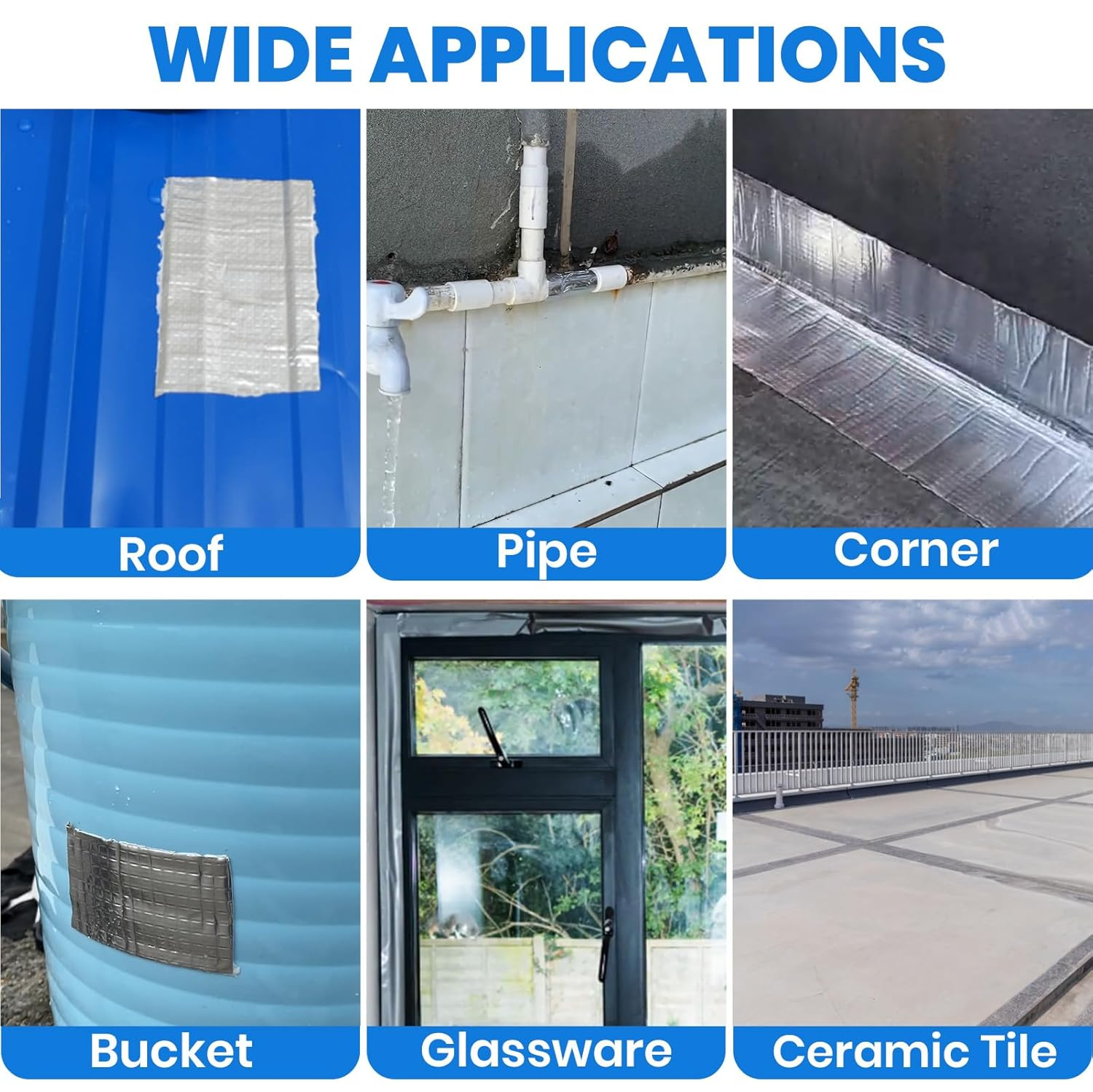 ADHES Butyl Tape Waterproof Tape 50Mm X 5M, Aluminum Foil Tape Butyl Sealant Tape for RV Repair, Window, Silicone, Boat and Pipe Sealing, Glass & EDPM Rubber Roof Patching, Silver image number 2