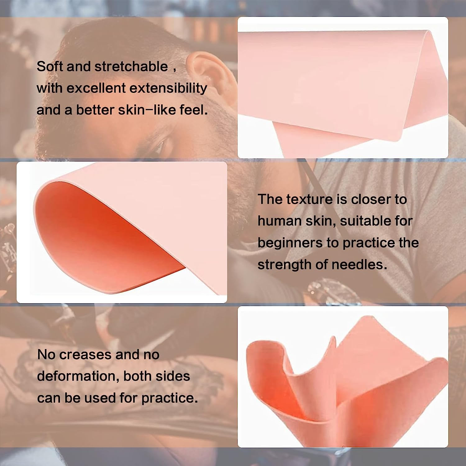 PIXESTT Tattoo Skin Practice, Double Sides Fake Skin for Tattoo Supplies, Tattoo Kit, for Beginners and Experienced Tattoo Artists. (10 Sheets) image number 5