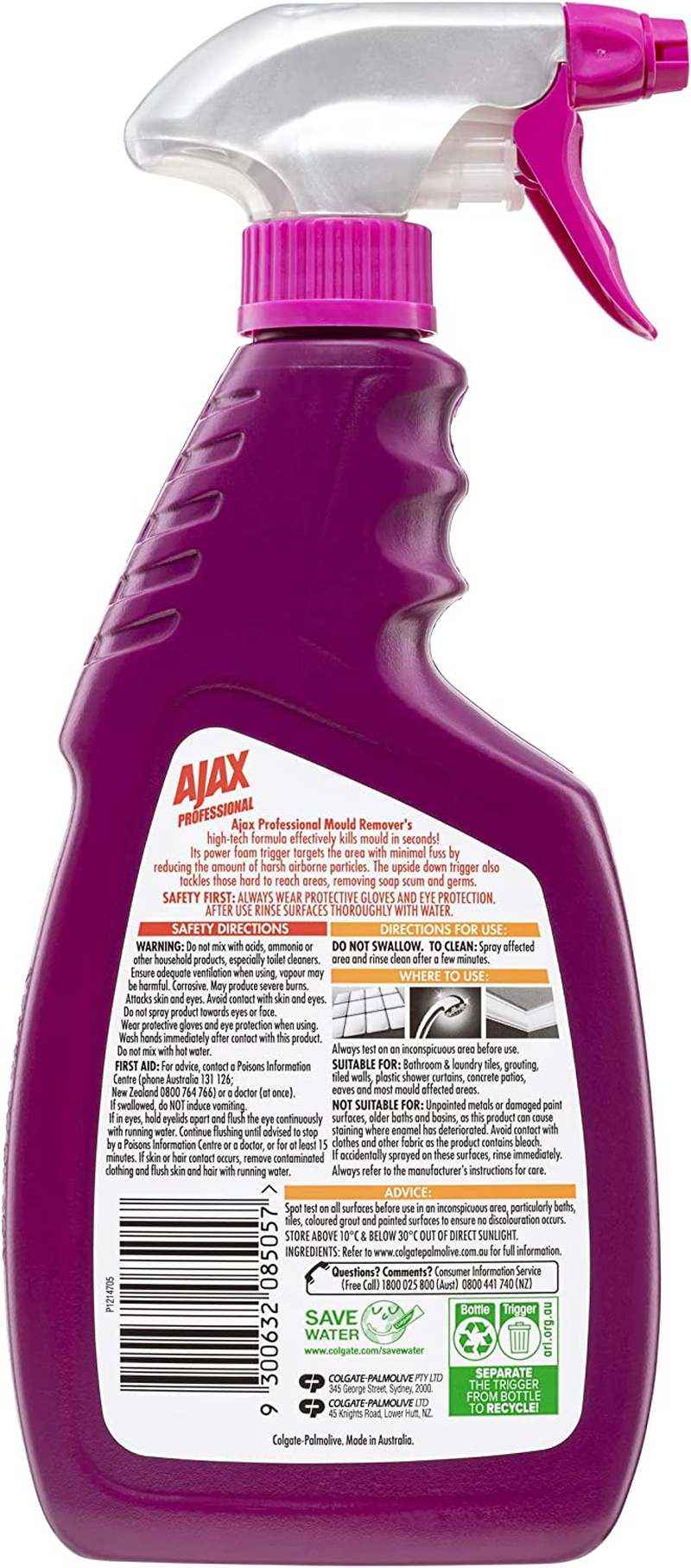 Ajax Professional Mould Remover Cleaner, 500Ml, Trigger Surface Spray, Low Fumes image number 5