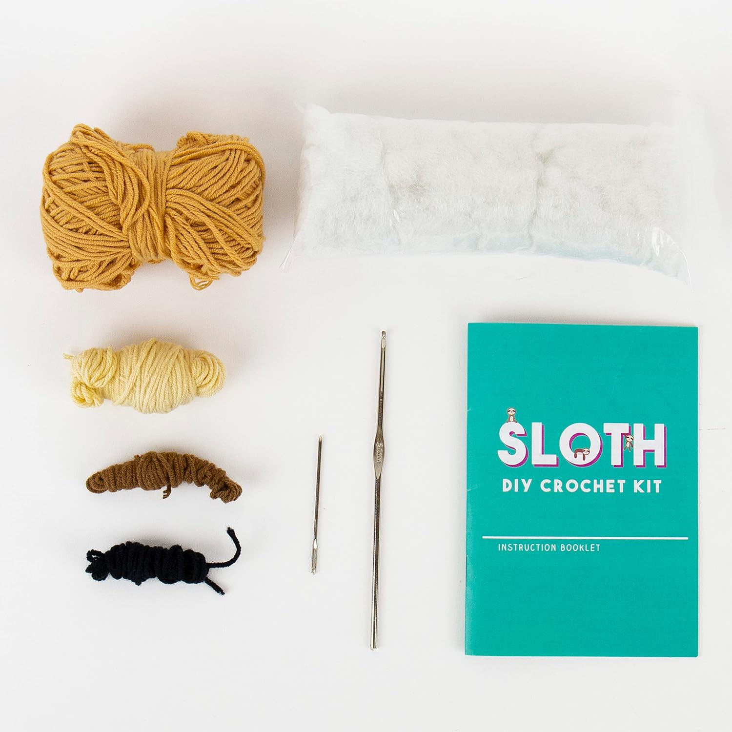Gift Republic Sloth DIY Crochet Kit, Make Your Own Crochet Sloth, Includes Hook, Yarn, Stuffing and Instructions, Fun Craft for Beginners, Handmade Project Kit image number 5