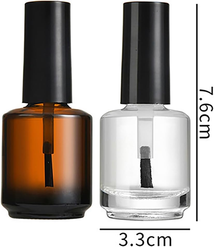 LJJCSFF 2 Pcs 15Ml Empty Nail Polish Bottle with Brush Cylindrical Glass Bottle Nail Polish Vial Container for DIY Nail Art