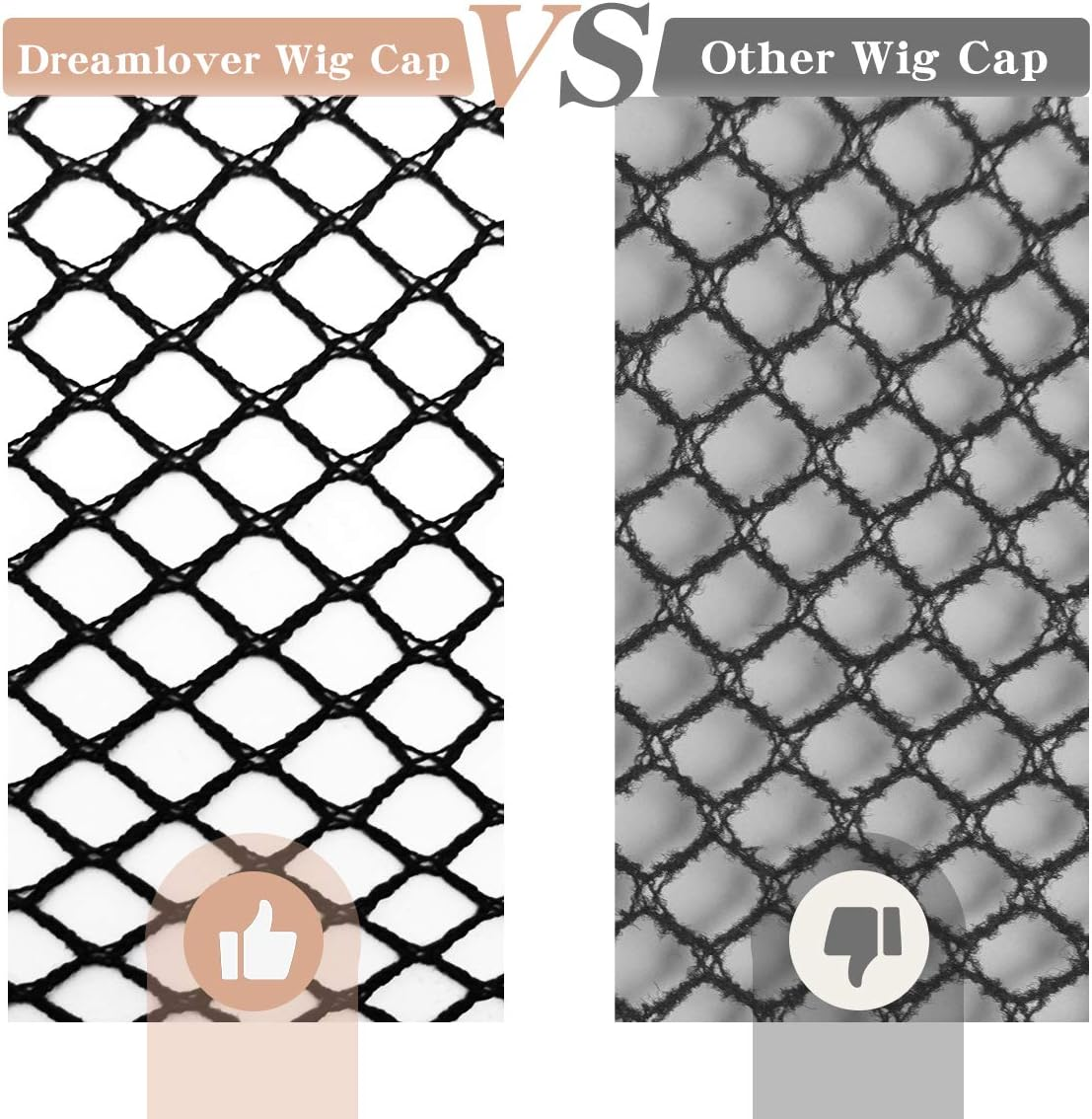 3 Pack Dreamlover Close End Fishnet Wig Caps, Thicker and Strong Nylon Thread, Durable and Breathable, Black - Natural Nude image number 3