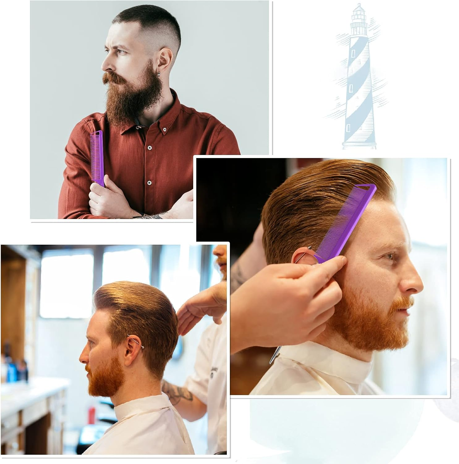 Rat Tail Comb for Hair Stylist: 5Pcs Parting Comb for Braids, Metal Long Steel Pin Rat Tail Teasing Combs, Professional Hair Salon Quality,Combs for Women (F Style) image number 3