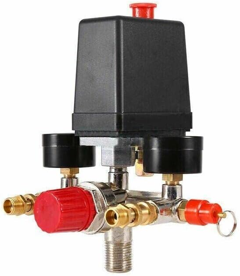 AIMALL 90-120PSI Air Compressor Pressure Switch Control Valve Manifold Regulator Gauges, 240V 20A, Auto Control image number 2