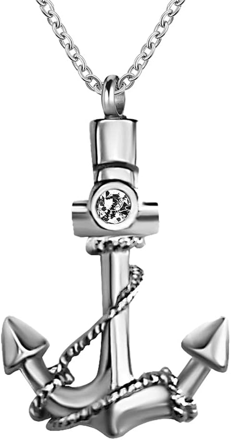 Nanmuc Anchor Urn Necklace for Human Ashes Nautical Necklace Cremation Jewelry Memorial Urn Necklaces for Ashes Keepsake, Stainless Steel, Stainless-Steel image number 5