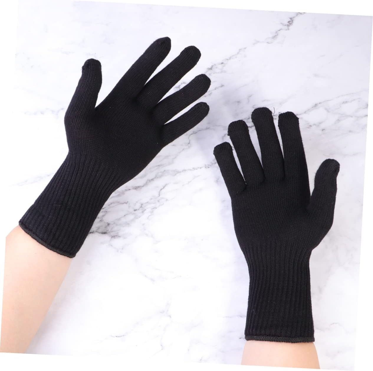 Heat-Resistant Hair Curler Gloves and Straightener Gloves 2 Pairs Black Edge Suitable for Hair Perm and Styling image number 5