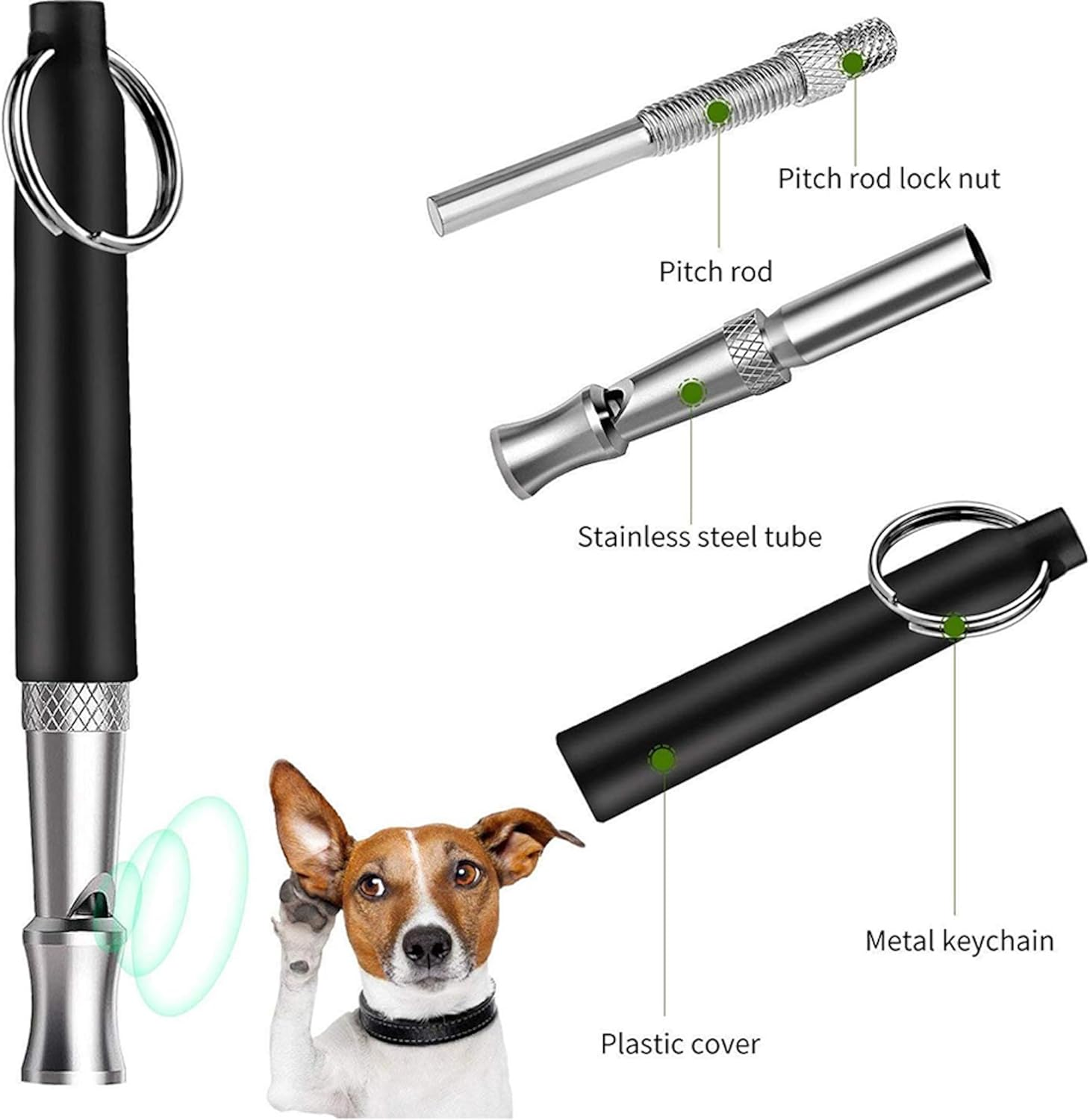 High Pitch Plastic Dog Whistles for Recall Training, Dog Training Whistle with Lanyards and Key Rings image number 1