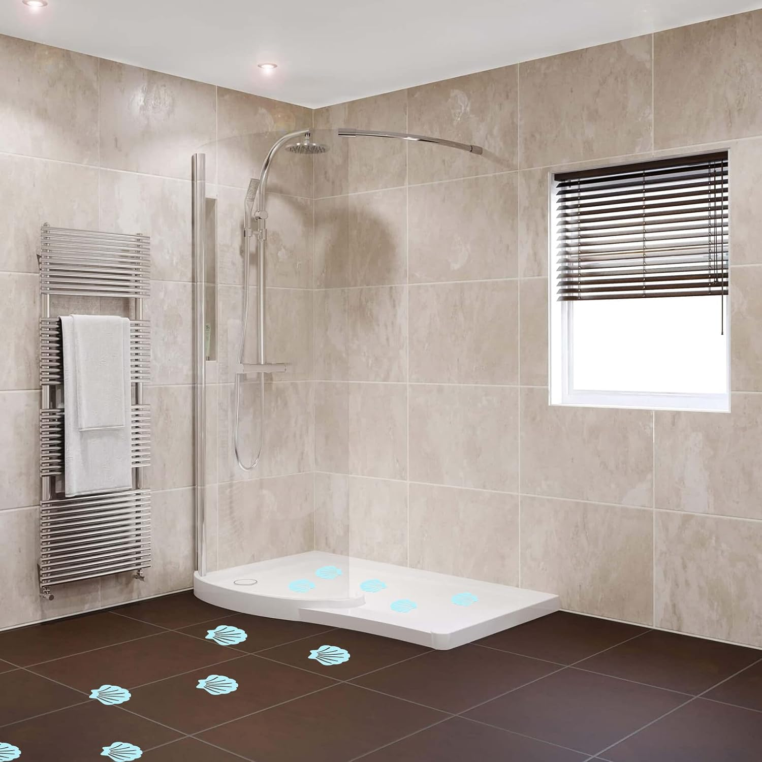 Bathtub Stickers Non Slip, Shell Shaped Tubs Safety Shower Treads, Adhesive Sticker for Bathroom Bathtub, Shower Floor,Blue (12Pcs) image number 4