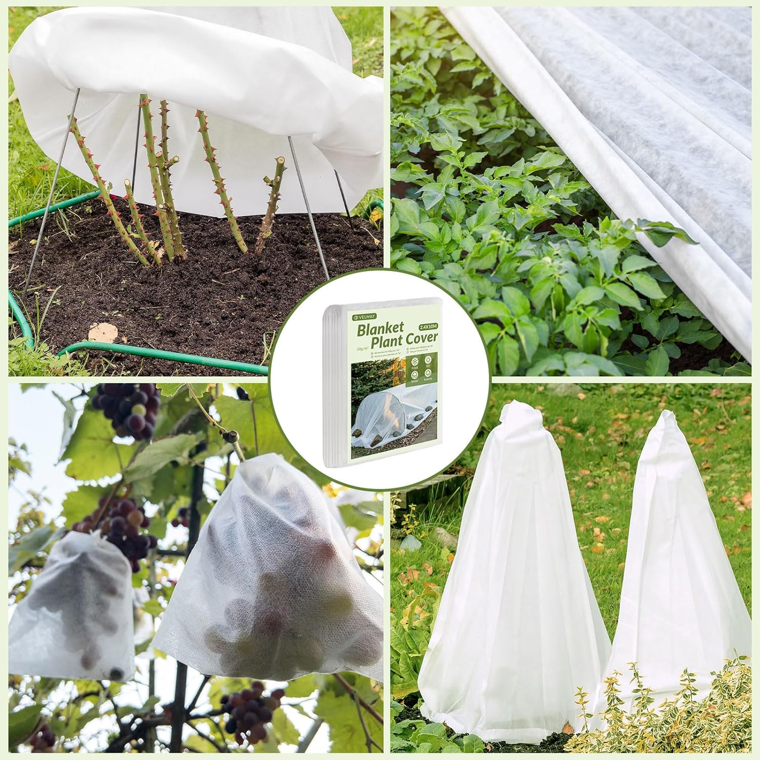2.4 X 10 M Plant Fleece Frost Protection - Heavy Plant Protection Anti-Frost Cloth Winter Protection Garden Cloth for Vegetables Flowers Non-Woven Fabric Cover against Birds and Insects