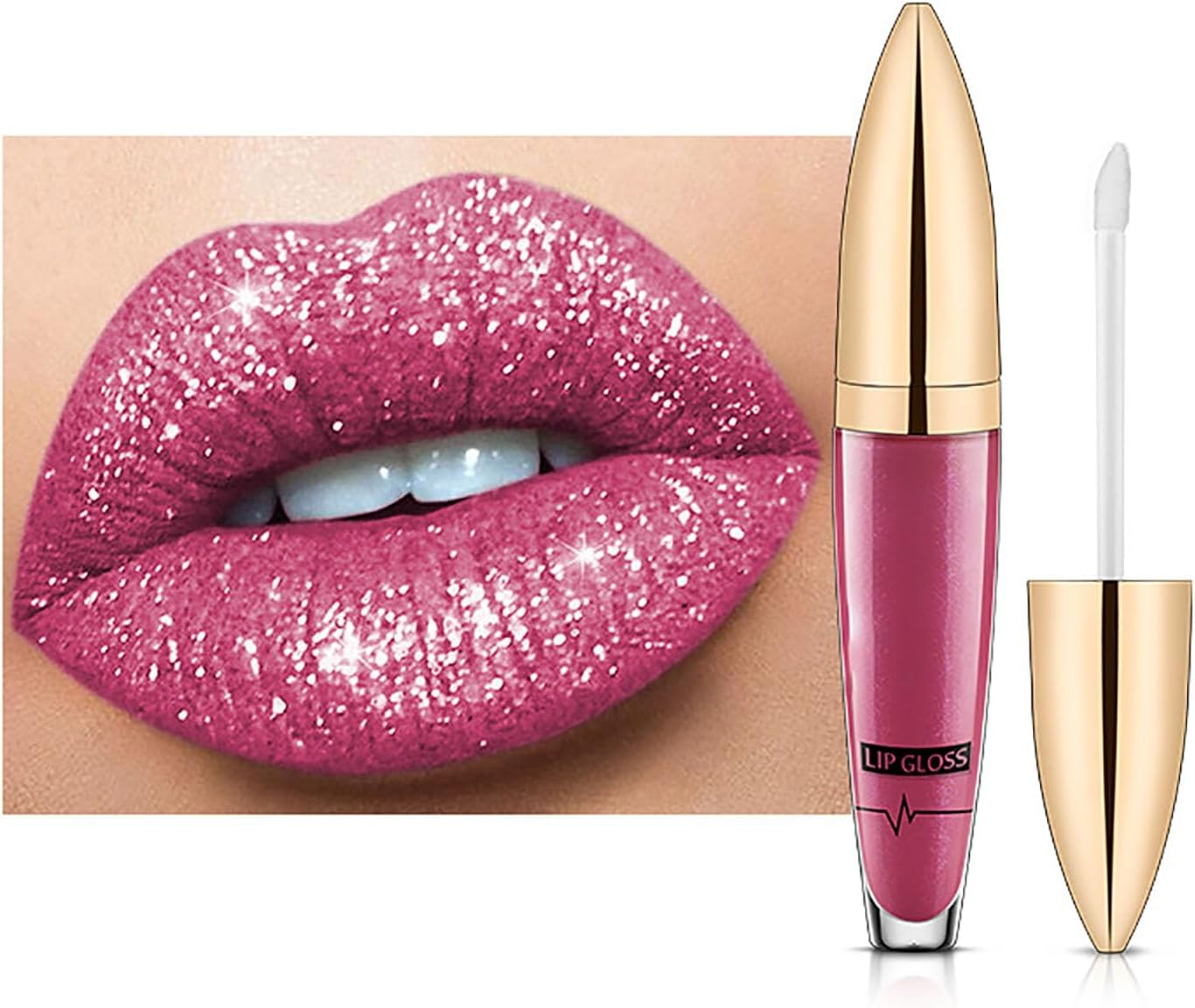 Diamond Lip Gloss Matte to Glitter Liquid Lipstick Waterproof, Diamond Shiny Long Lasting Lipstick Glitter Lipgloss Matte Liquid, Glitterlip Gloss for Women, Waterproof Makeup (E)