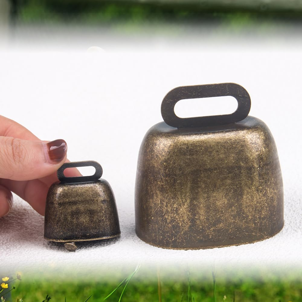 KOOBOOK 2Pcs Cow Horse Sheep Grazing Copper Bells Cattle Farm Animal Copper Loud Bronze Bell image number 1
