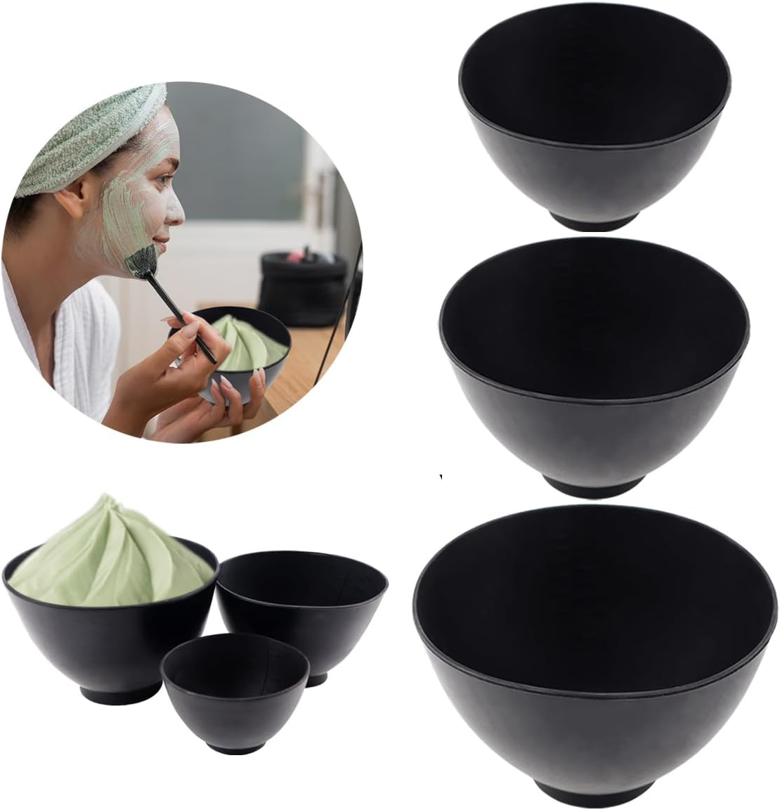 ZJIVQO 3Pcs Home Use Microwavable Silicone Facial Mud Bowl for Facial Mask Silicone Facial Bowl Set Facial Mask Mixing Bow Beauty for Personal Home Use Professional Beauty Salon Use