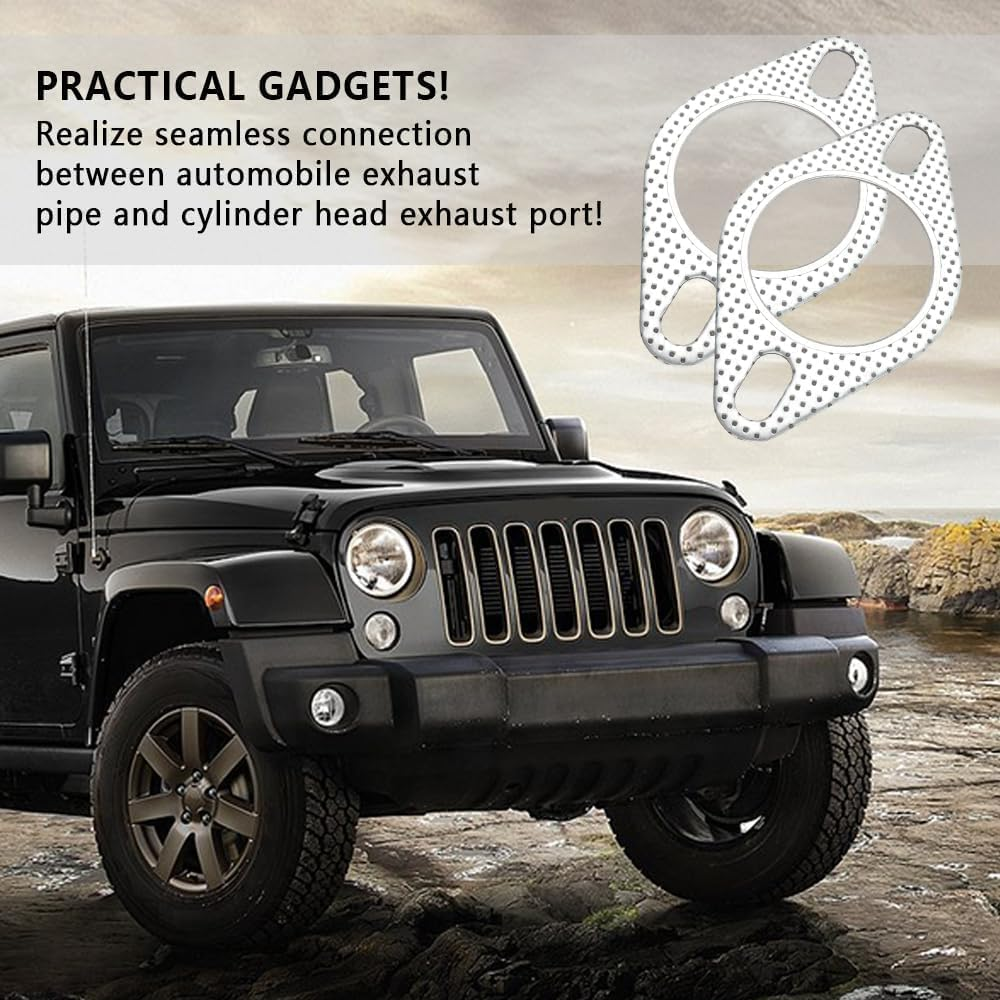 IONPSHG 6 Pcs Car Exhaust Gasket Standard 3" 2-Bolt Exhaust Flange Gasket Replaces OEM#120-06310-0002 Standard Exhaust Manifold Gasket Aluminium Alloy High Temp Gasket Material Car Accessories image number 4