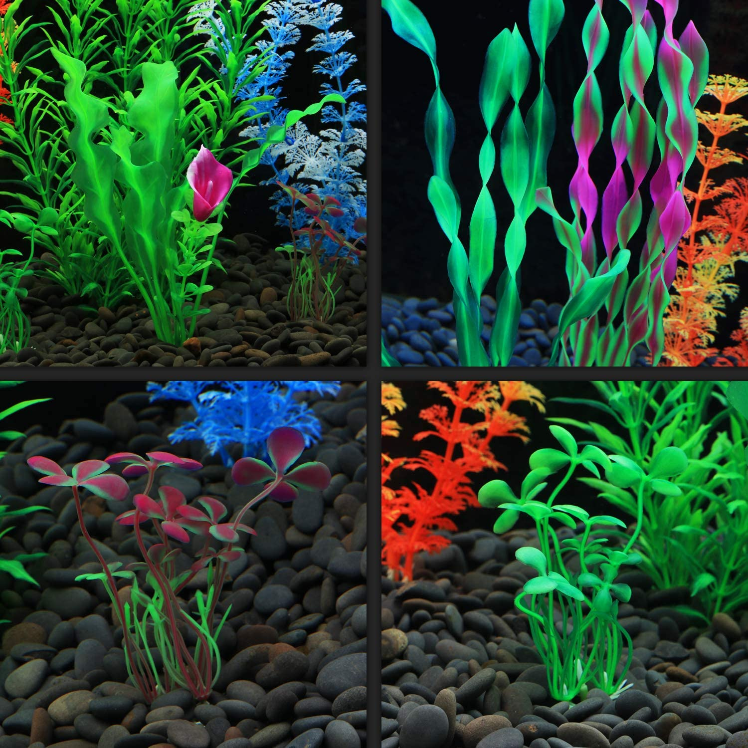 Mylifeunit Artificial Fish Tank Plants, 10 Pack Plastic Aquarium Plants Decorations image number 5