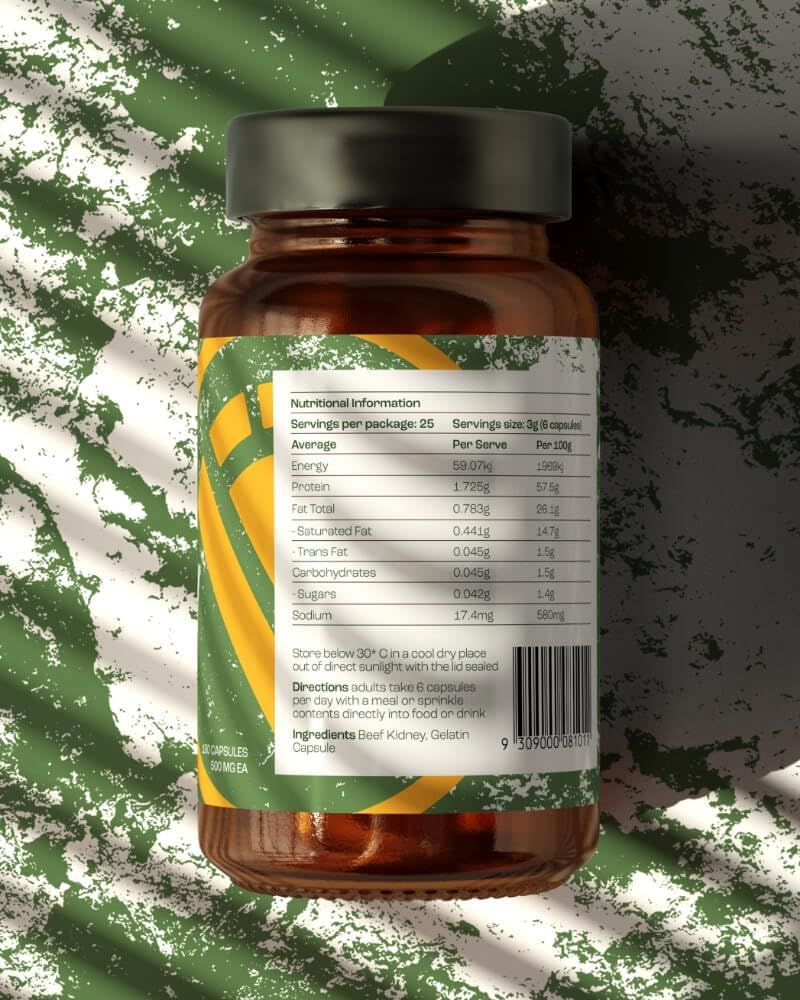 Beef Kidney Capsules | Regenerative Grass-Fed & Finished | Natural DAO, Selenium, Iron, B12 | Skin, Hair, Nails, Allergies | 120 Capsules image number 6