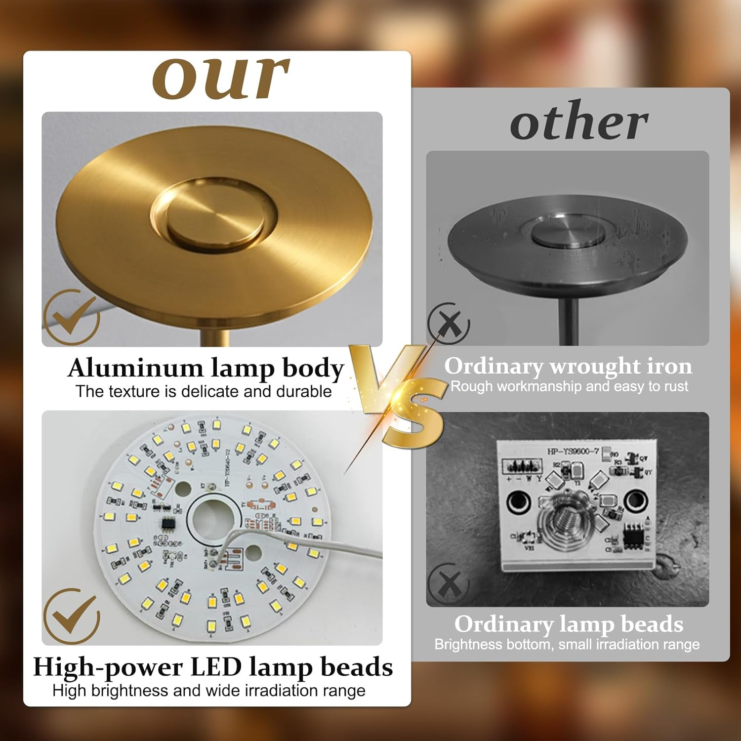 Starhot&mdash;&mdash;Rechargeable Cordless Table Lamp - 3000Mah LED Desk Lamp with USB-C Charging, 3-Color Stepless Dimming, Memory Function, IPX4 Waterproof, Cordless Lamp,For Bedroom/Outdoor/Dining/Patio (Gold) image number 1