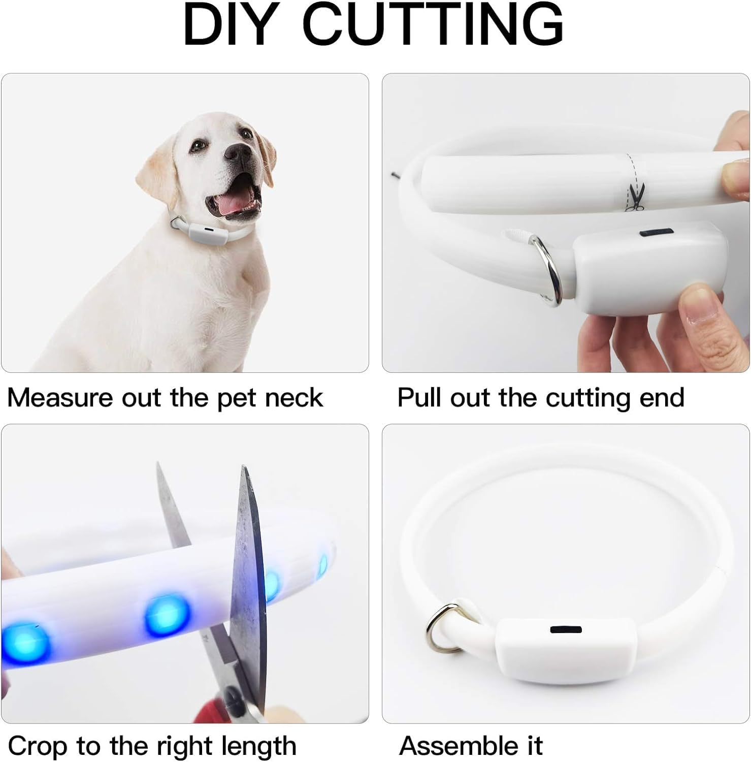 LED Dog Collar - Color Changeable Light up Dog Collars USB Rechargeable,11 Light Effects Glow in the Dark Collar Weatherproof Fits for Small Medium Large Dog,Keep Your Pets Seen Safety High Visibility image number 2