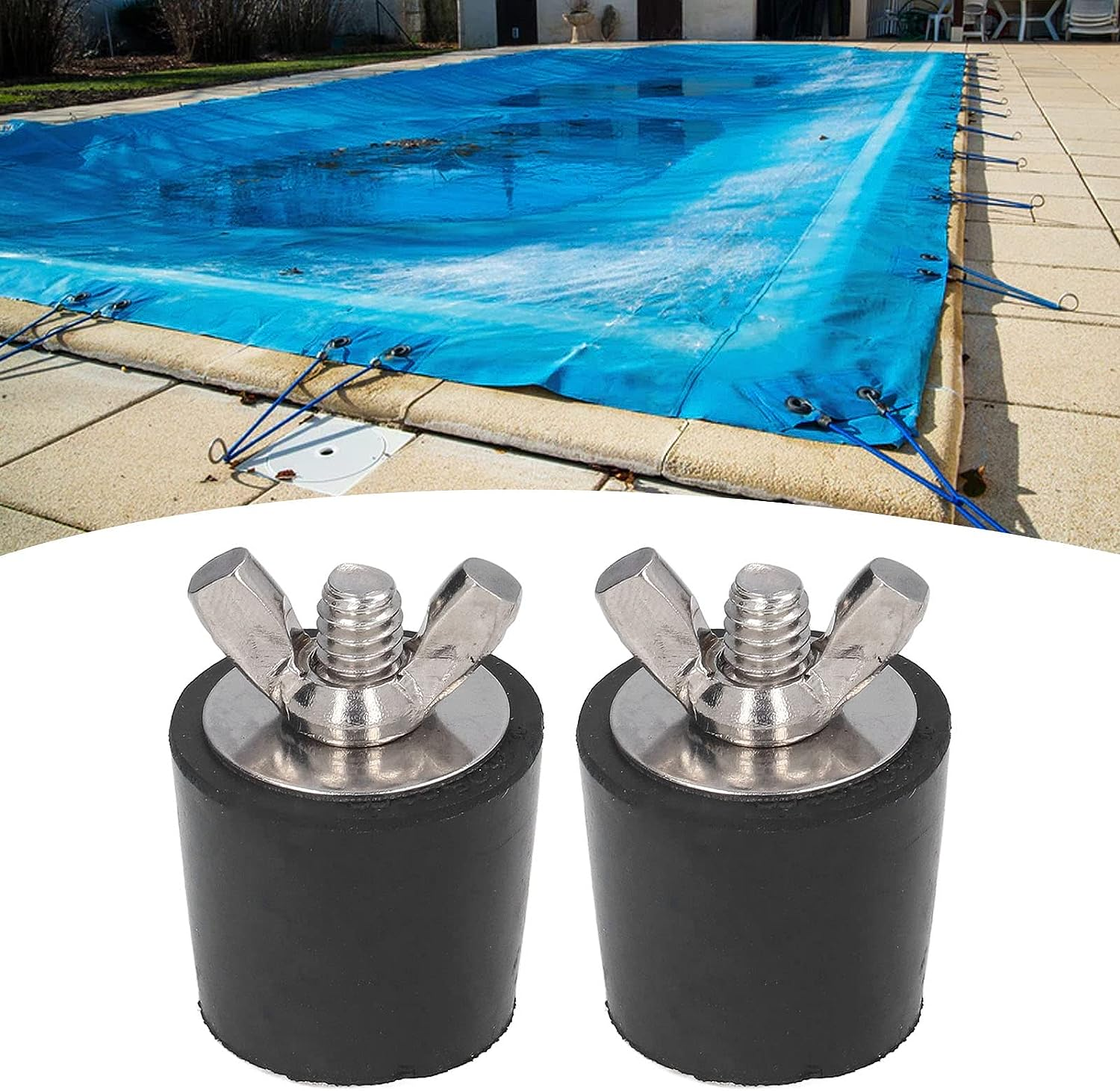 2 Pack Duty Pool Winterizing Plugs 25Mm Rubber Expansion Plugs with Stainless Steel Bolts for above Inground Pools Skimmer Return Line Sealing for Winterization Leak Testing image number 3