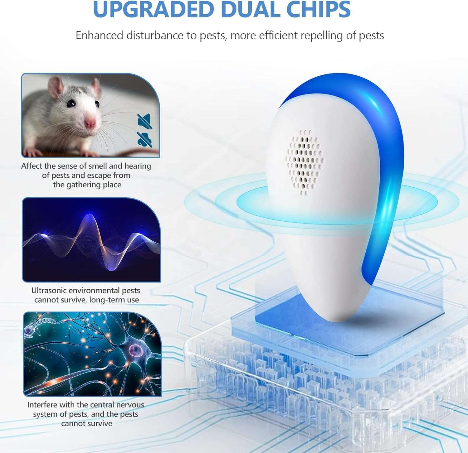 Lickoon - 6 Packs Ultrasonic Pest Repeller, Electronic Indoor Pest Repeller, Pest Control for Insects, Cockroaches, Mice, Spiders, Ants, Insects, Insects image number 2