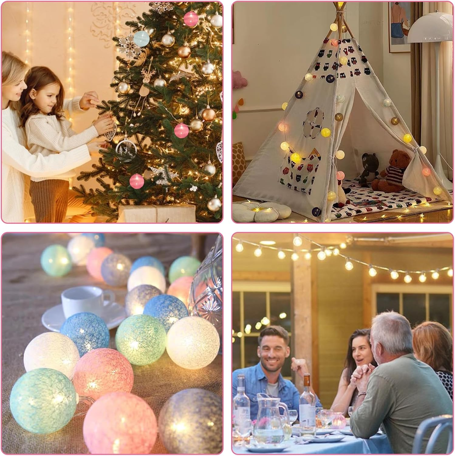 GZGXKJ 3 M Fairy Lights Balls with 20 Leds 5.8 Cm Cotton Ball Fairy Lights Lanterns Battery Operated Fairy Lights for Room Balcony Party and Wedding Decoration (Colourful) image number 1