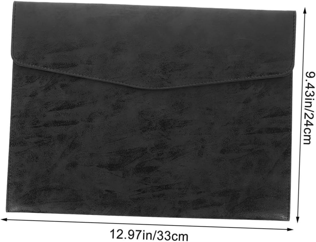 LALAFINA Document Bag Pockets Faux Leather File Organizer Compact Storage for Bills Statements Contracts image number 5