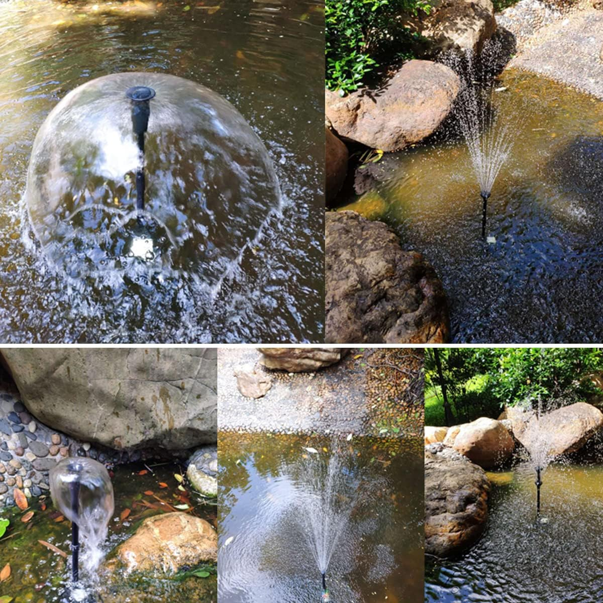 Guador 9Pcs Small Fountain Nozzle Kit,Water Fountain Nozzle Heads Fountain Head Set Fountain Pump Nozzle Set 3 Kinds of Nozzle Selection Water Fountain Spray Head Set Adjustable Pond Pump Nozzle Kit image number 3