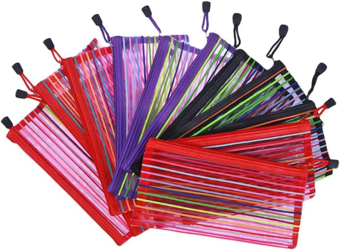 HAPINARY 10Pcs Nylon Zippered File Bags Documents Organizers File Pockets Stationery Organizer Folder for Office School Use Assorted image number 5