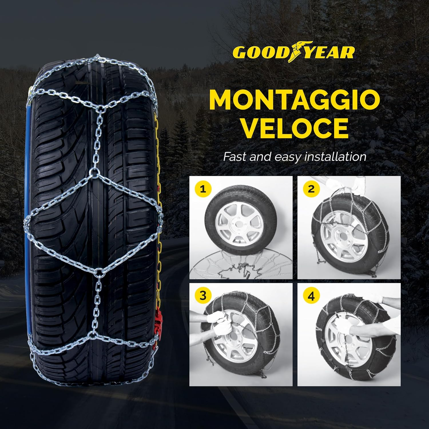 Goodyear 77907 "G9, 9 Mm Car Passenger Snow Chains, TUV and ONORM Approved, Size 090 image number 3