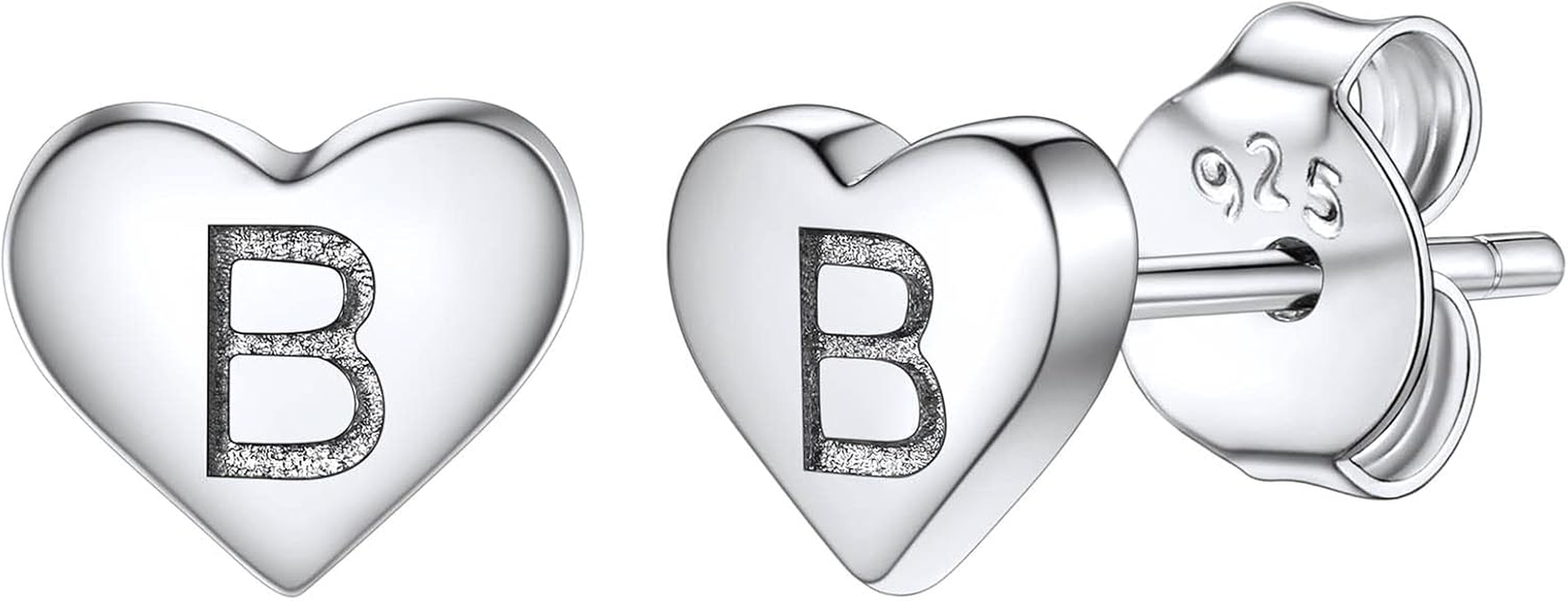 Silvora 925 Sterling Silver Heart Initials Earring for Women Stud Letter Earring for Girls Love Jewelry Birthday Gift