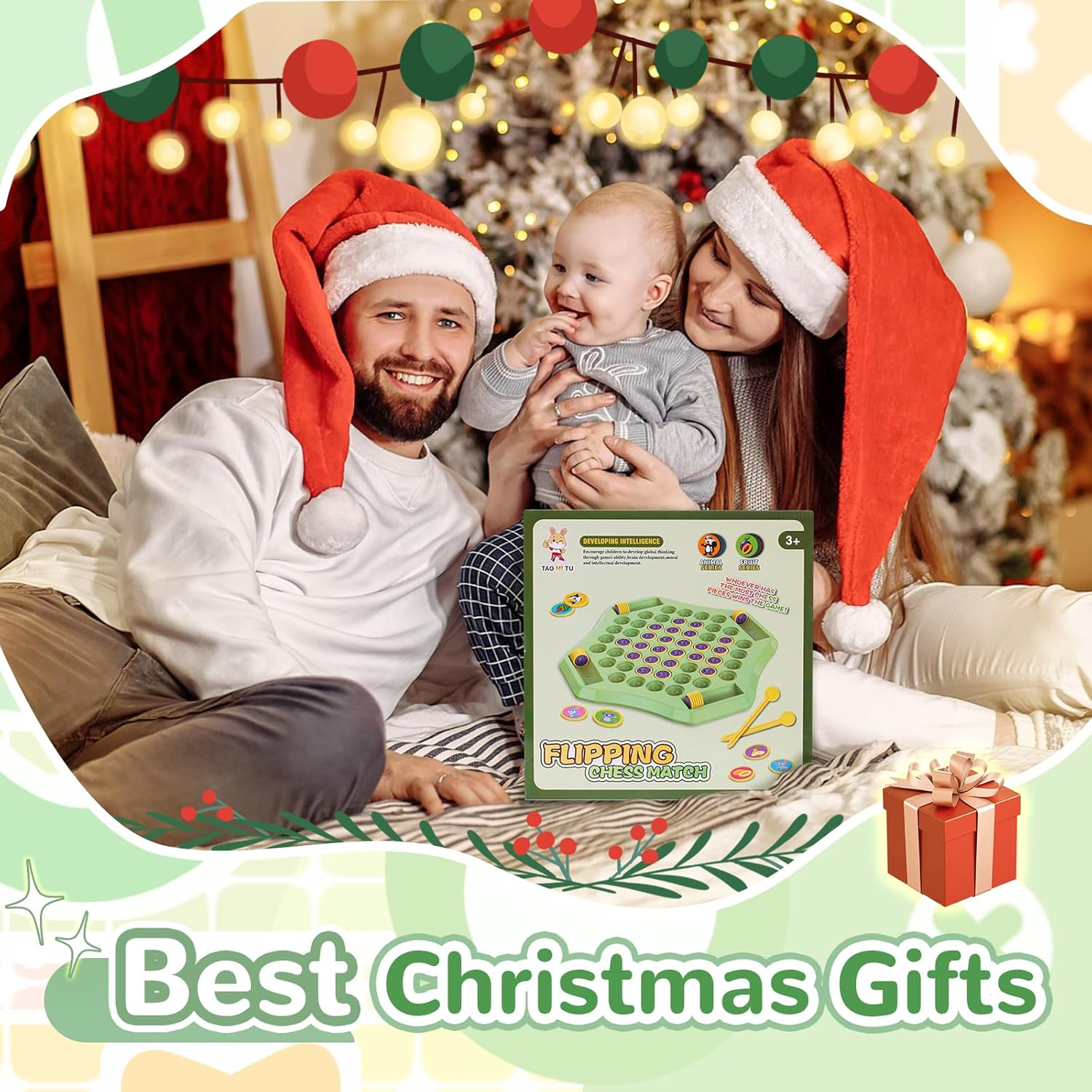 Gencokok 54PCS Animal Flip Chess Memory Chess Game, Animal Flip Matching Chess Board, Memory Chess Game for Kindergarten Gathering Activity, Flip to Win Travel Memory Game (L-Fruit)