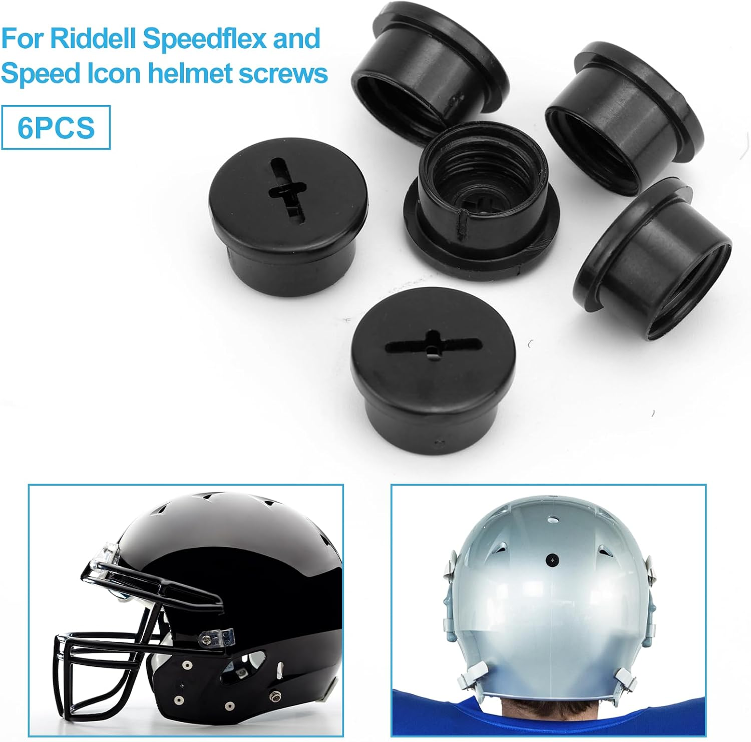 Bladder Valve Screws for Riddell Speedflex & Speed Lcon, Plastic Football Helmet Bladder Valve Screws Practical Valve Caps for Rugby Helmets for Adult and Youth(Black) image number 6