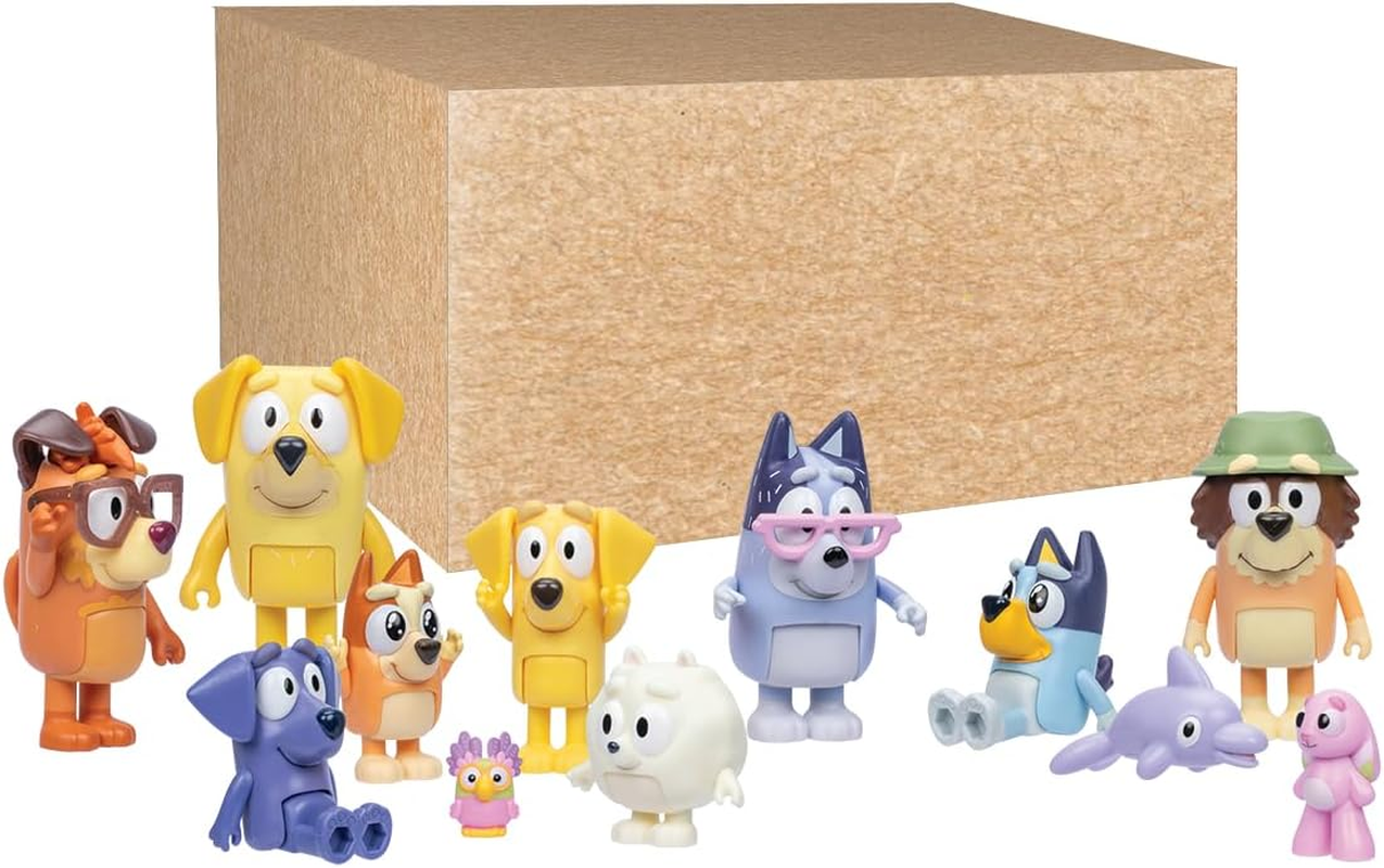 Bluey Super Fan Set Includes Twelve 5-6.35Cm Figures - Please Face Bluey, Please Face Bingo, Chattermax, Grey Dancer, Floppy Bunny, Lucky, Nana, Jean-Luc Johnny, Lucky'S Dad, Joff, Pom Pom, Grandad image number 2