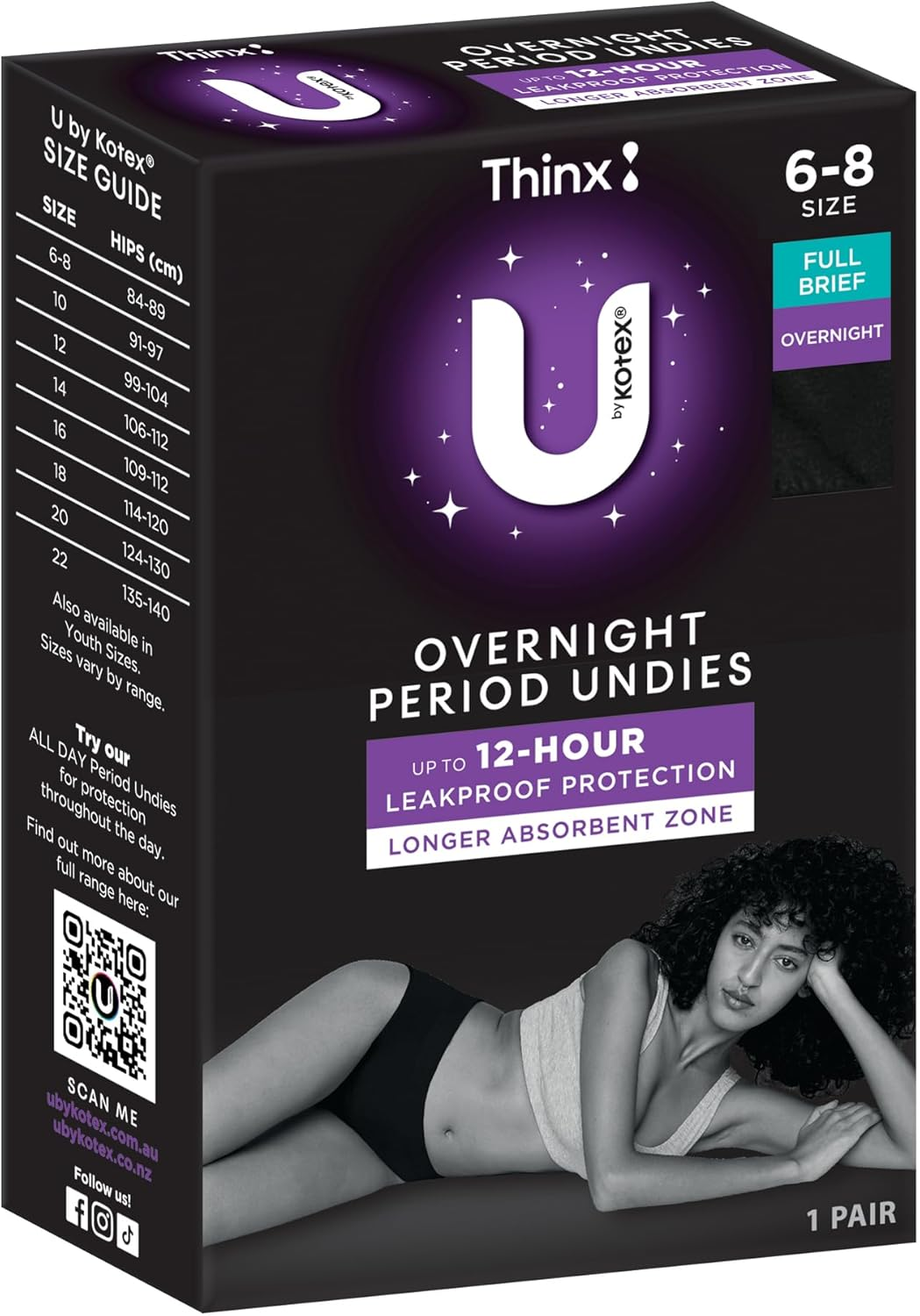 U by Kotex Thinx Period Undies Overnight Size 6-8 image number 4