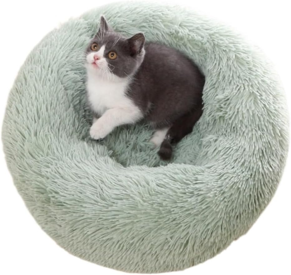 Dog Bed Cat House Pet House Pet Bed Calming Dog Cat Bed for Small Medium Large Dogs Pets Anti-Anxiety round Donut Plush Fluffy Washable Dog House Cat Bed Pet Nest (Color : C, Size : 50 * 50Cm)