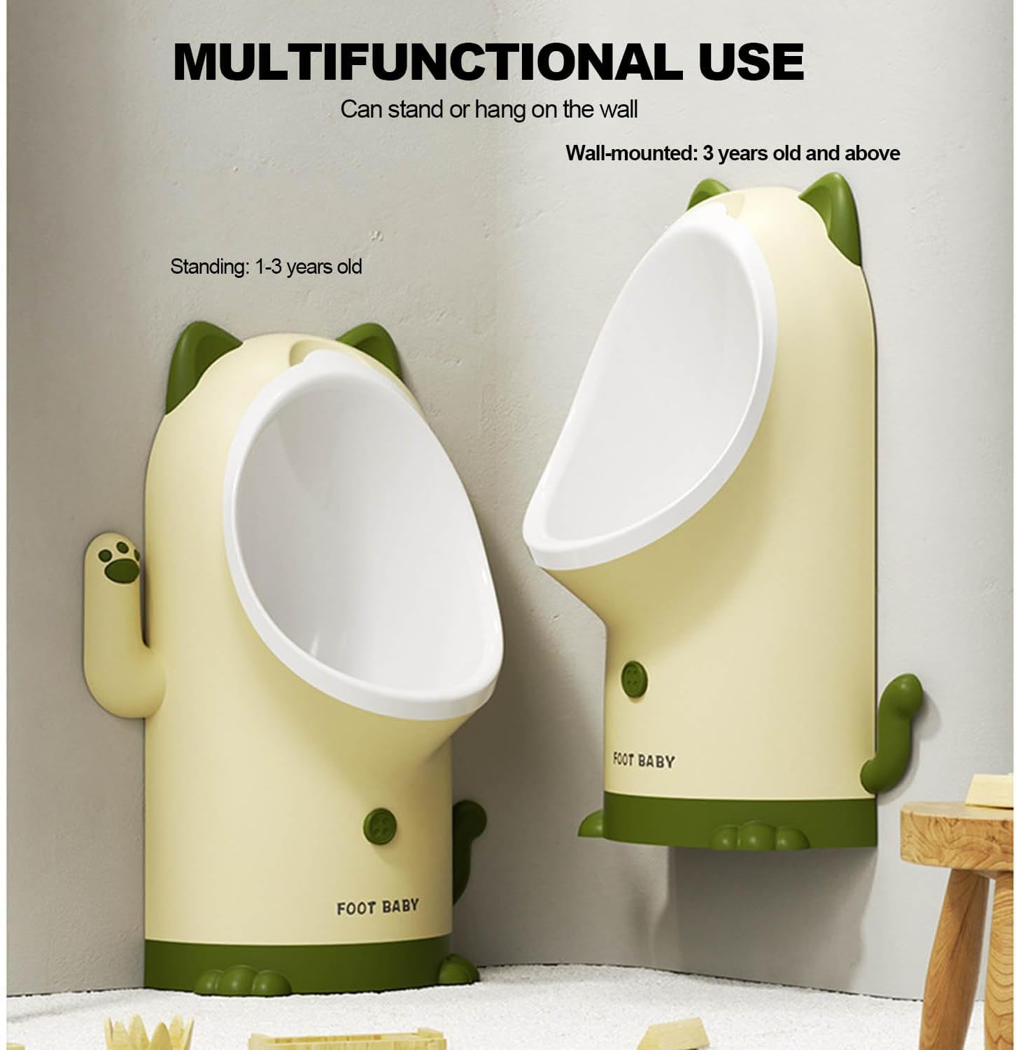 Toddler Cat Potty Training Urinal for Boys,3-Level Height Adjustment (1-6 Years Old) with Cleaning Brush and Catheter,Portable Toddler Urinal Toilet Training Solution for Boys (Custard) image number 1