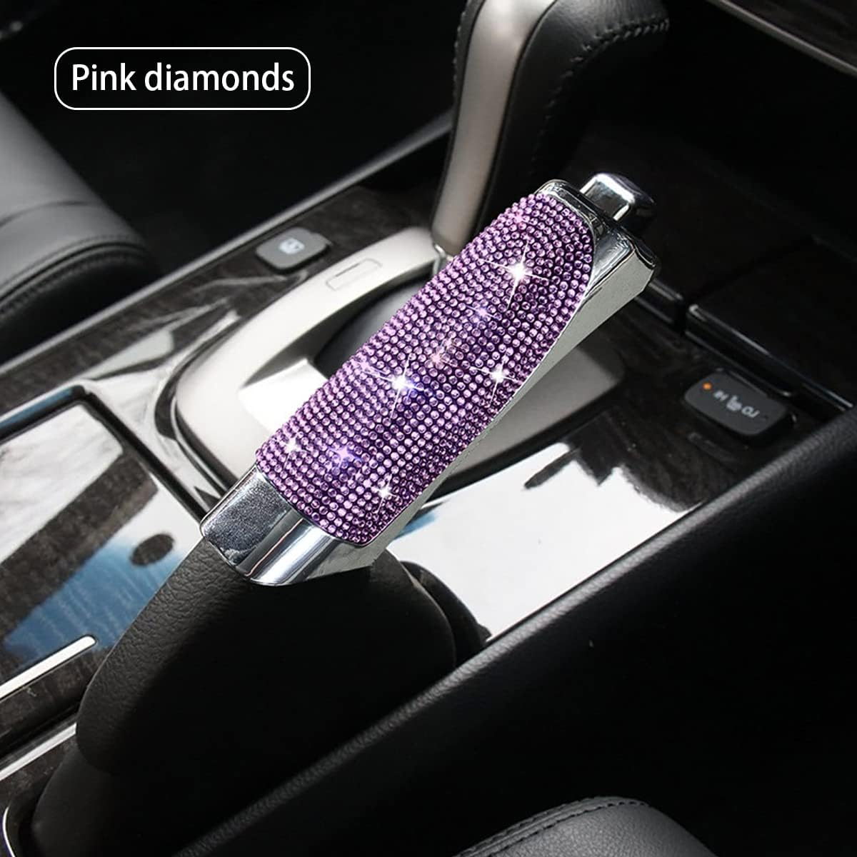 BELOMI Car Handbrake Cover, Bling Crystal Rhinestone Dedicated Side Brake Protective Cover, Diamond Inlaid Car Supplies Lever Cover, Auto Interior Decoration Accessories Universal for Women Girls image number 2