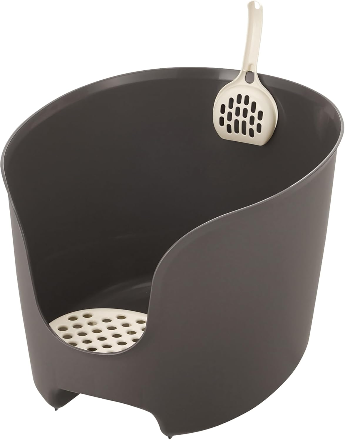 Richell PAW TRAX High Wall Cat Litter Box, High Sides Cat Litter Pan, Brown image number 4