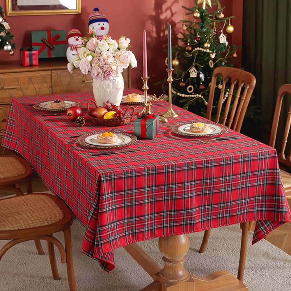 Anaado Red Christmas Table Cloth Rectangle, Xmas Table Cover for Christmas Decorations, Parties, Dinning, 55''X70''