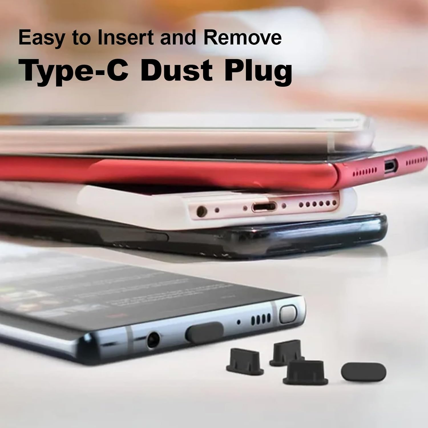 25 Pcs USB Type C anti Dust Cap Cover Port Plugs Protector,Usb C Dust Cover,Silicone Type-C Charger Protector,Usb C Dust Plug with Cleaning Brush for All Type-C Smartphones and Tablets - Black image number 3