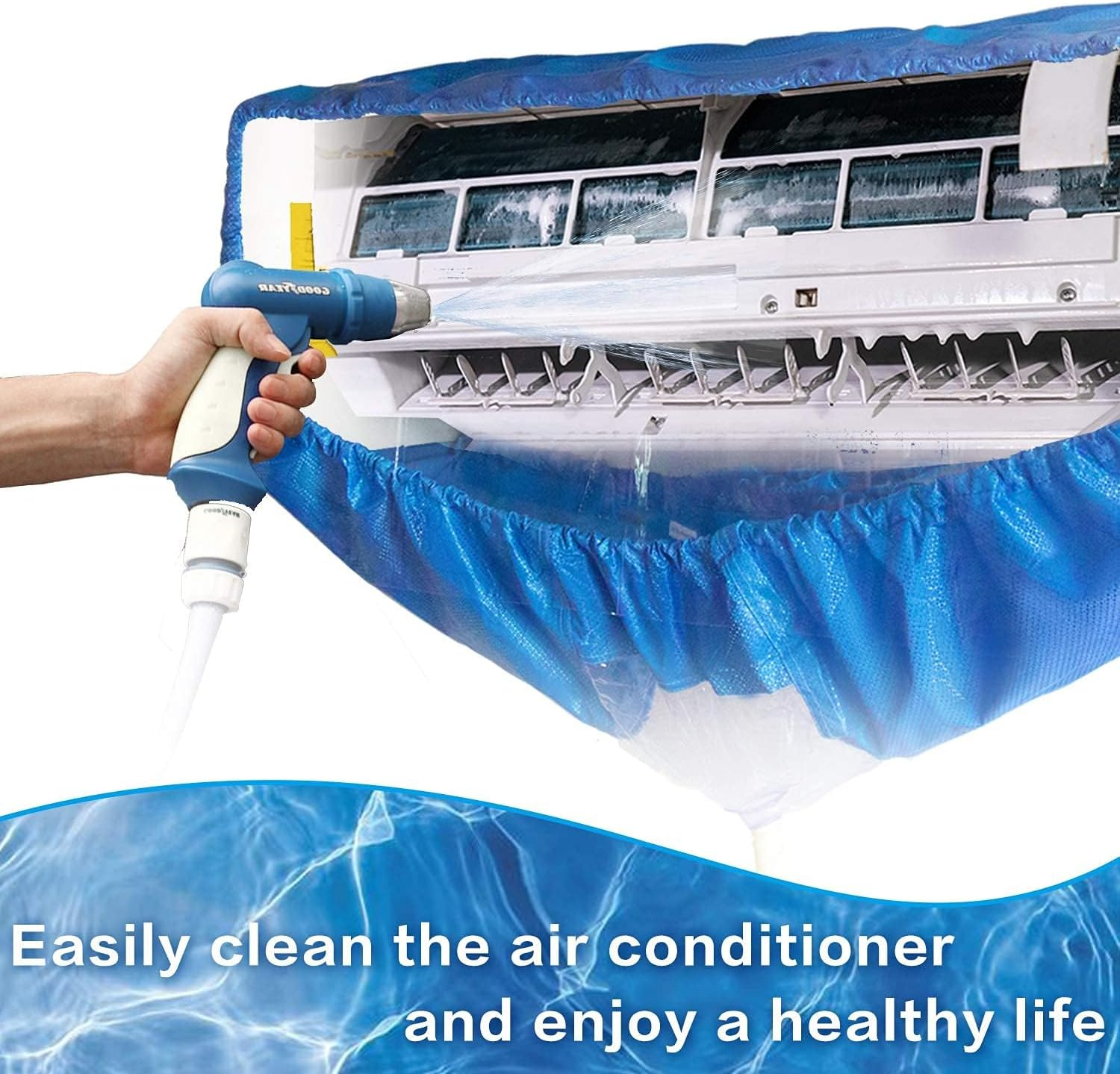 Split Air Conditioning Service Bag, Air Conditioning Cleaning Cover Bag with 10Ft Water Pipe, Wall Mounted Air Conditioning Cleaning Kit image number 1