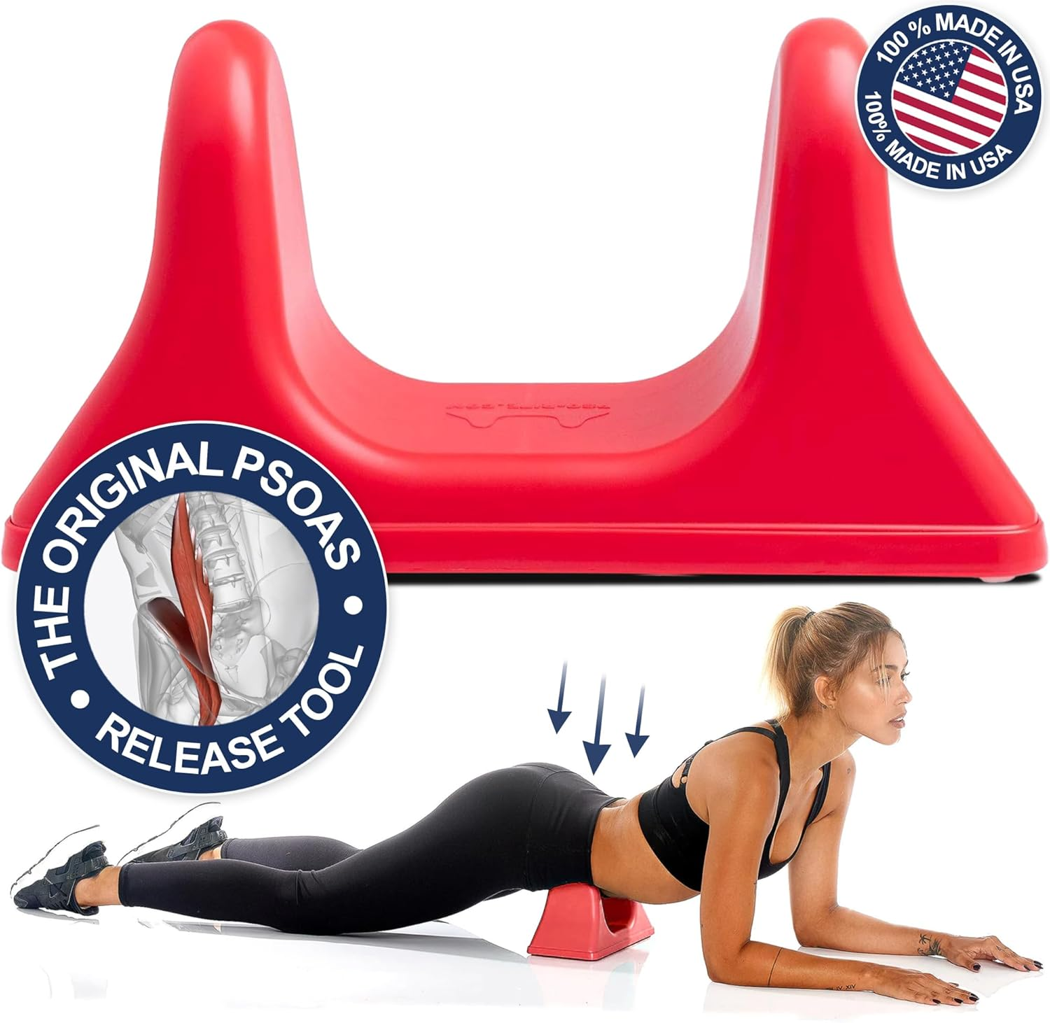 PSO-RITE Psoas Muscle Release and Deep Tissue Massage Tool - Psoas, Back, Hip Flexor Release Tool - Sunset Red image number 4