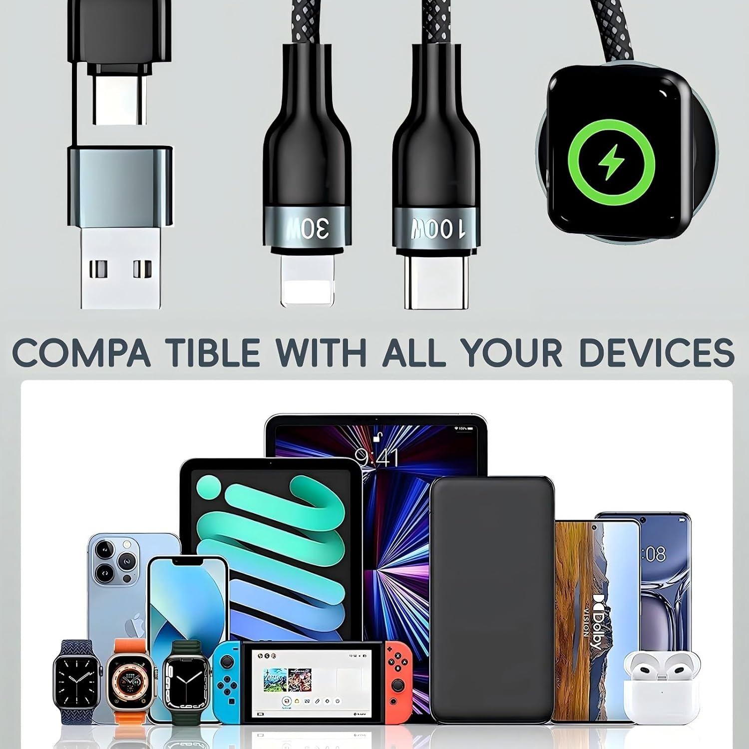 Upgraded 3 in 2 Charger Cable for Apple Watch for Iphone Watch Charger USB C Multi Fast Charging Cable Fit Compatible with Iwatch Ultra/Se/10/9/8/7/6/5/4/3/2/1 & Iphone 16/15/14/13/12/11 image number 2