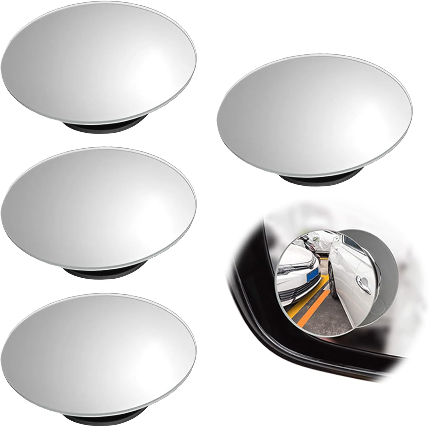 4 Pcs Blind Spot Mirrors for Cars - 2" round Hd Frameless Convex & 360&deg; Rotatable Auxiliary & Adjustabe Small Rearview Mirrors for All Car Types, Automotive Accessories, Rear View Mirror image number 3