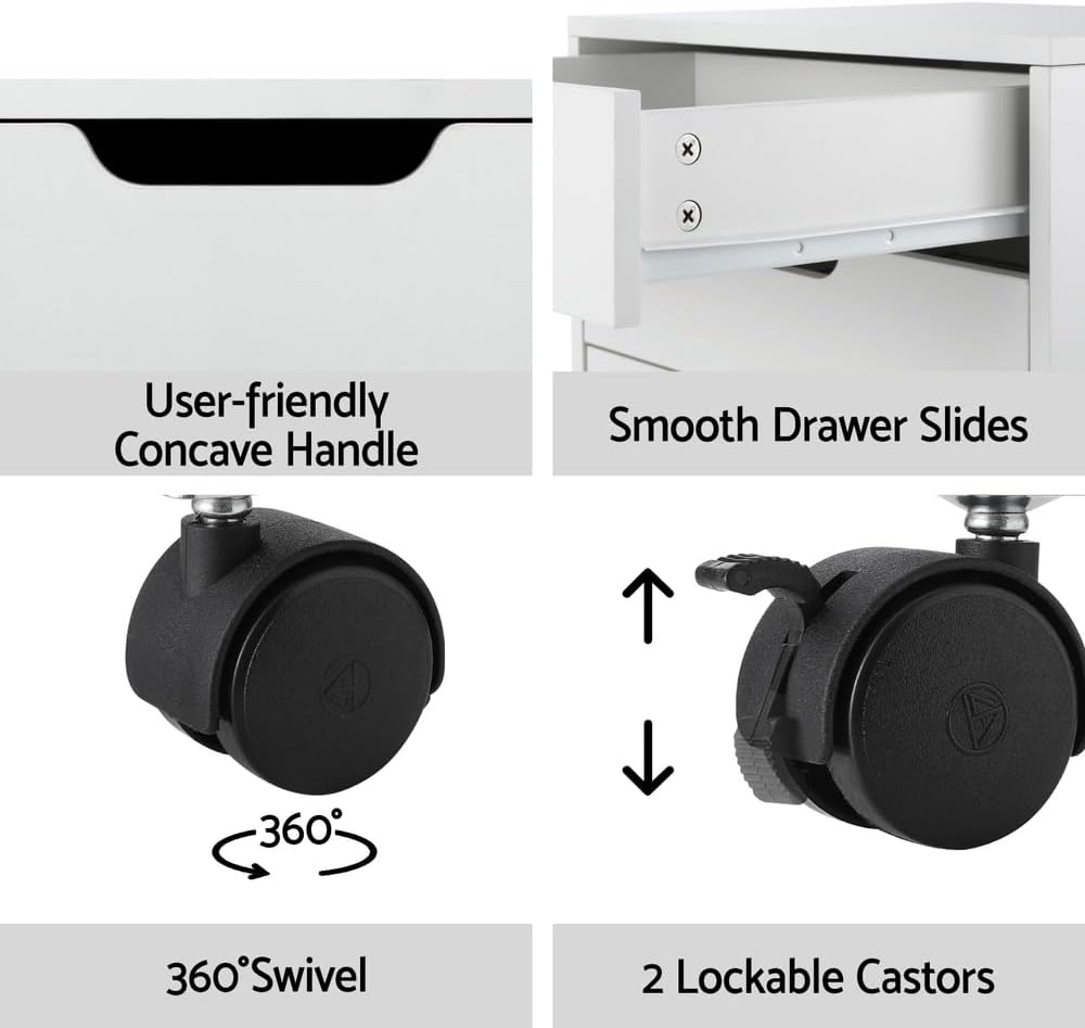 Artiss 5-Drawer Filing Cabinet Mobile Storage Cabinet Chest of Drawers Stand