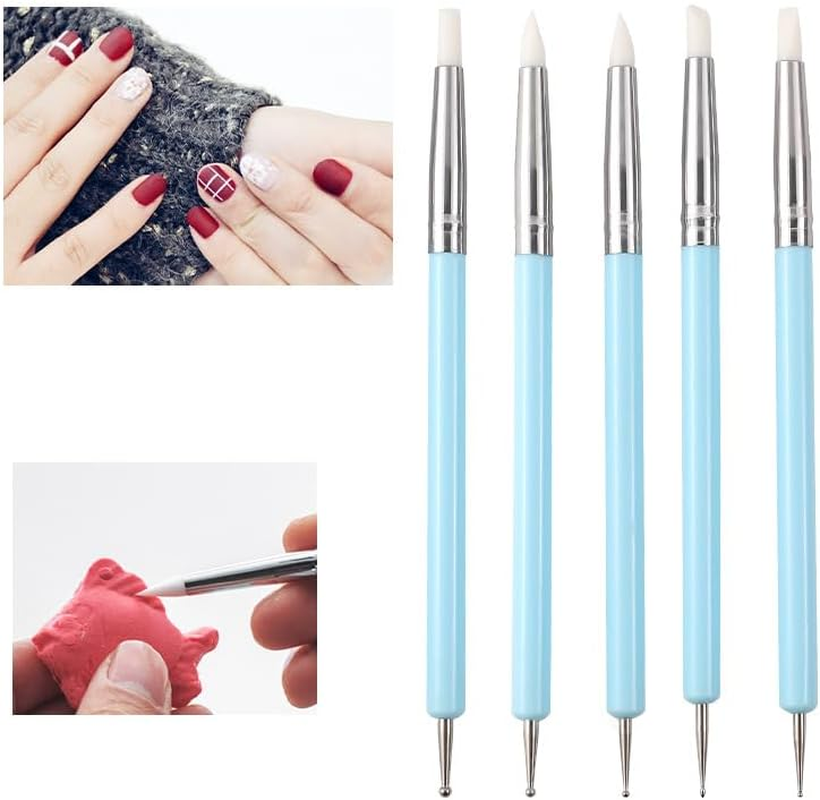 5PCS Double Ended Dotting Brushes for Nail Art &ndash; Professional Nail Art Brushes Set with Fine Tips for Gel, Acrylic for Home and Salon Use(Kit,5Pcs) image number 4